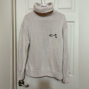 VTG Big Dogs Sweater Womens XL Embroidered logo Heavy Knit Retro Turtleneck